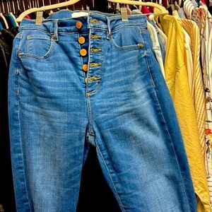 Loft High Rise button fly kick out jeans